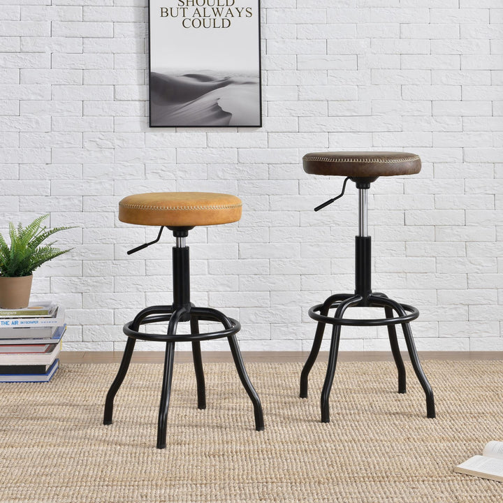 Eaton Faux Leather Gaslift Swivel Bar Stool - Vintage Cedar - view 3