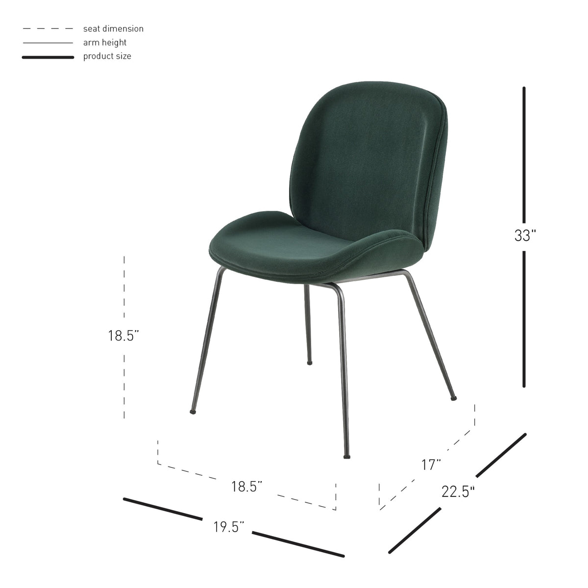 Lucy Velvet Dining Side Chair - Gallery Dark Green - view 2