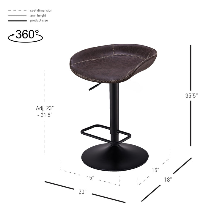Rogue Faux Leather Gaslift Swivel Bar Stool - Vintage Coffee Brown - view 2