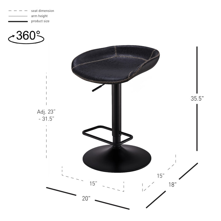 Rogue Faux Leather Gaslift Swivel Bar Stool - Vintage Black - view 2