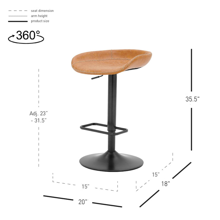 Rogue Faux Leather Gaslift Swivel Bar Stool - Vintage Cedar