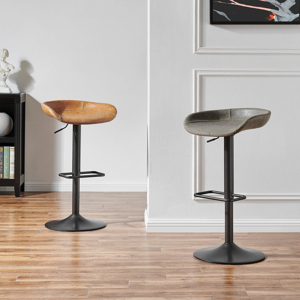 Rogue Faux Leather Gaslift Swivel Bar Stool - Vintage Mist Gray - view 2