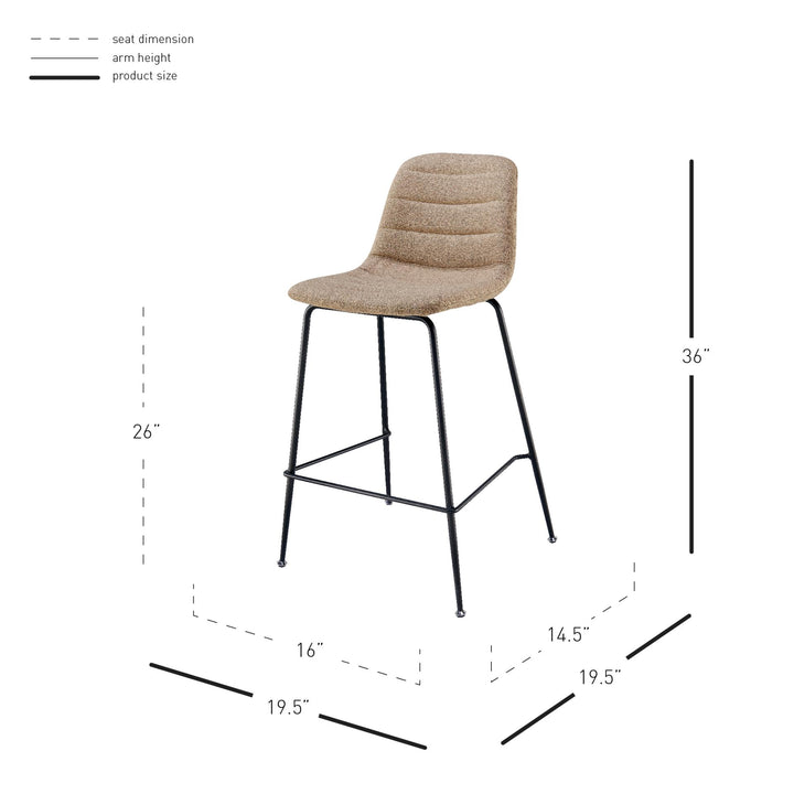 Caleb Fabric Counter Stool - Penta Linen - view 2