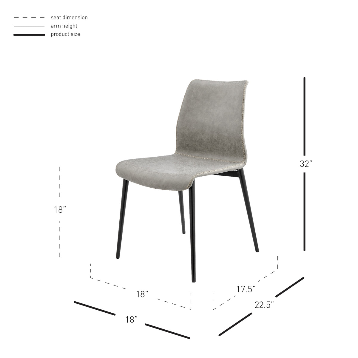 Jayden Faux Leather Dining Side Chair - Vintage Mist Gray