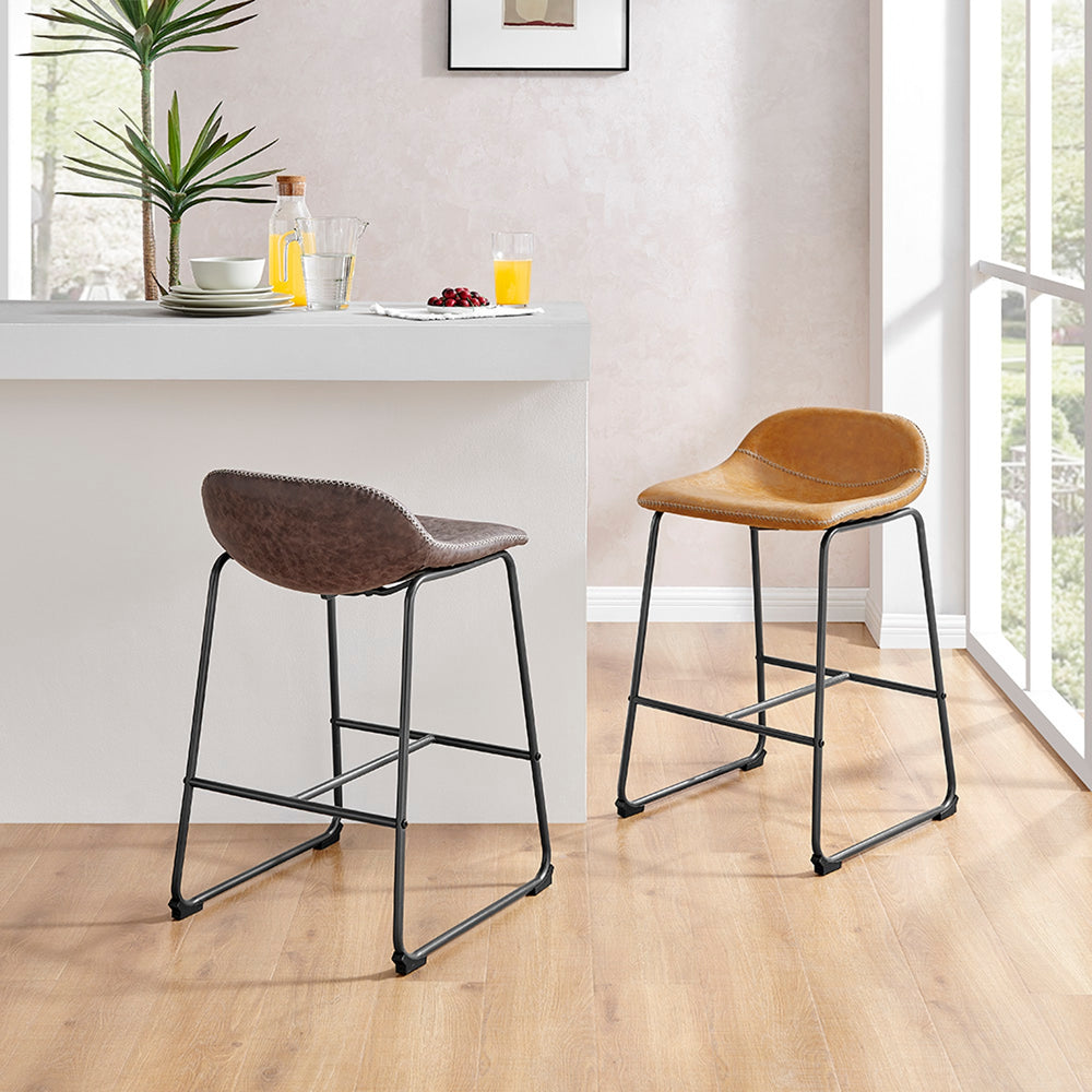 Leighton Faux Leather Counter Stool - Vintage Coffee Brown - view 3