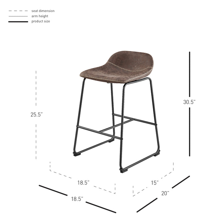 Leighton Faux Leather Counter Stool - Vintage Coffee Brown - view 2