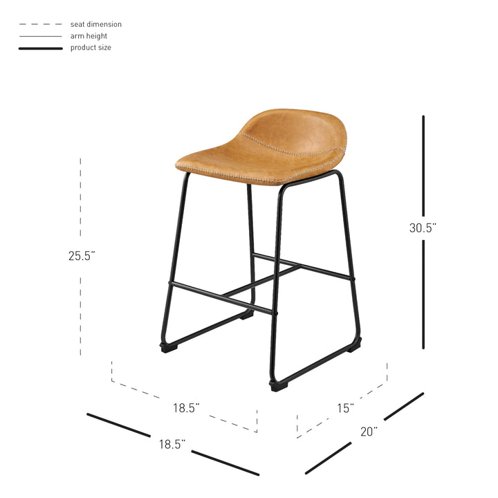Leighton Faux Leather Counter Stool - Vintage Cedar - view 2