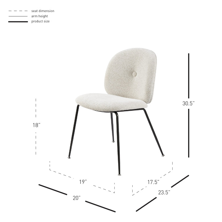 Nisha Boucle Dining Side Chair - Posh Ivory - view 2