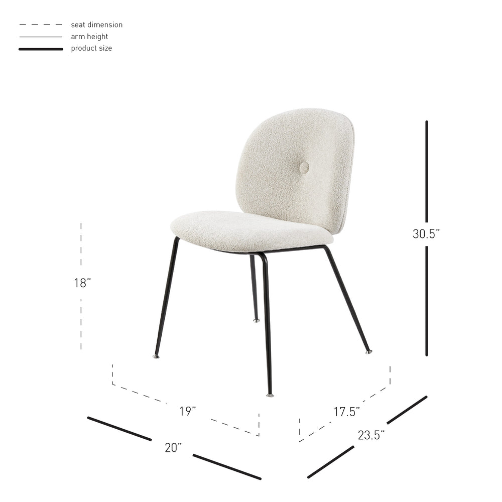Nisha Boucle Dining Side Chair - Posh Ivory - view 2