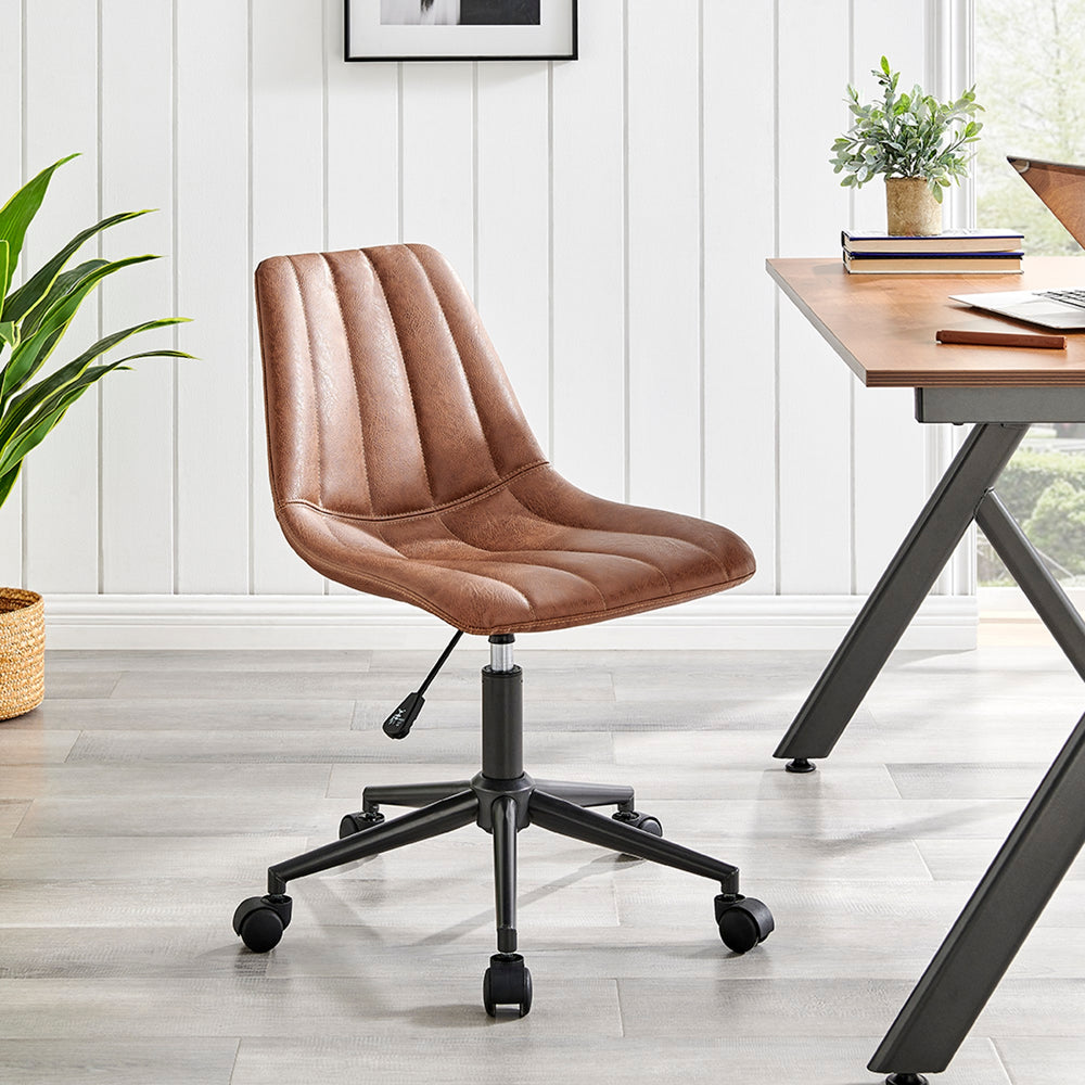 Robert Faux Leather Swivel Office Chair - Umber Brown - view 2
