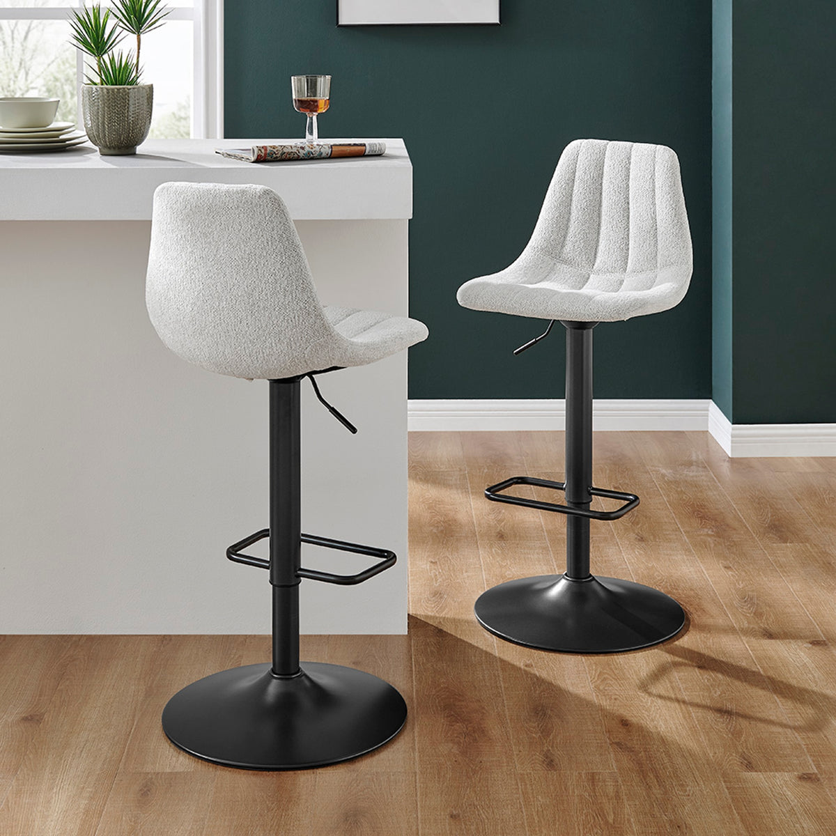 Robert Boucle Gaslift Swivel Bar Stool - Posh Ivory - view 2