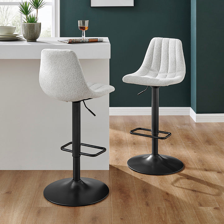 Robert Boucle Gaslift Swivel Bar Stool - Posh Ivory - view 2
