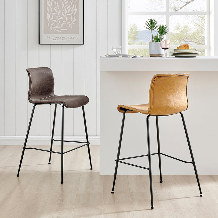 Jayden Faux Leather Low Back Counter Stool - Vintage Cedar - view 2