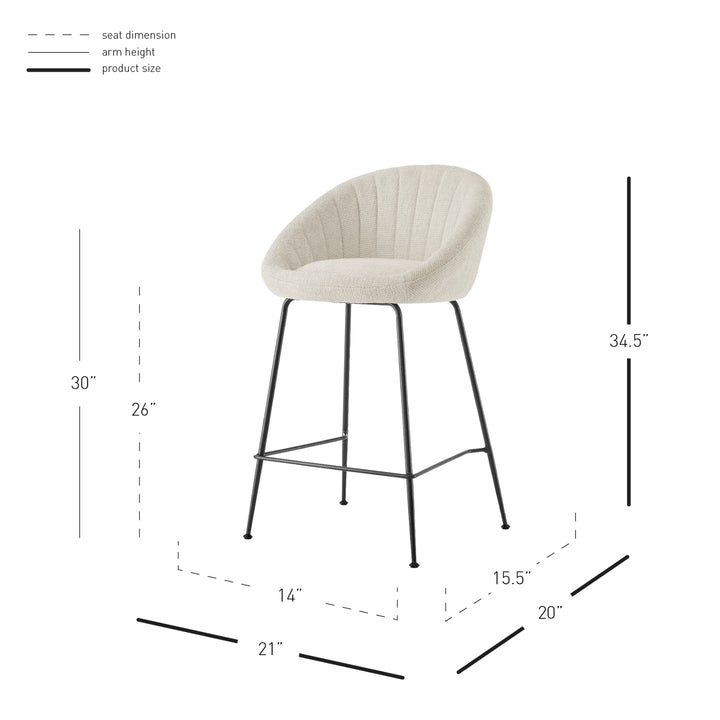 Watson Chenille Counter Stool - Haga Ivory - view 2