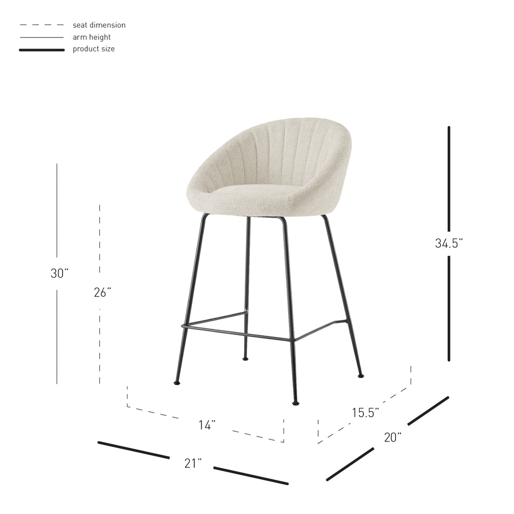 Watson Chenille Counter Stool - Haga Ivory - view 2