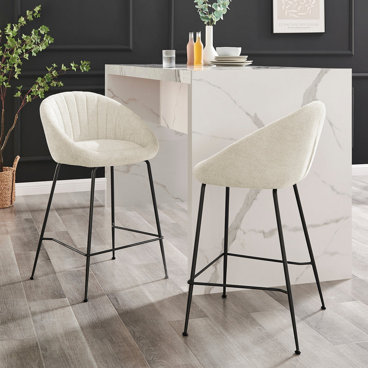 Watson Chenille Counter Stool - Haga Ivory - view 3