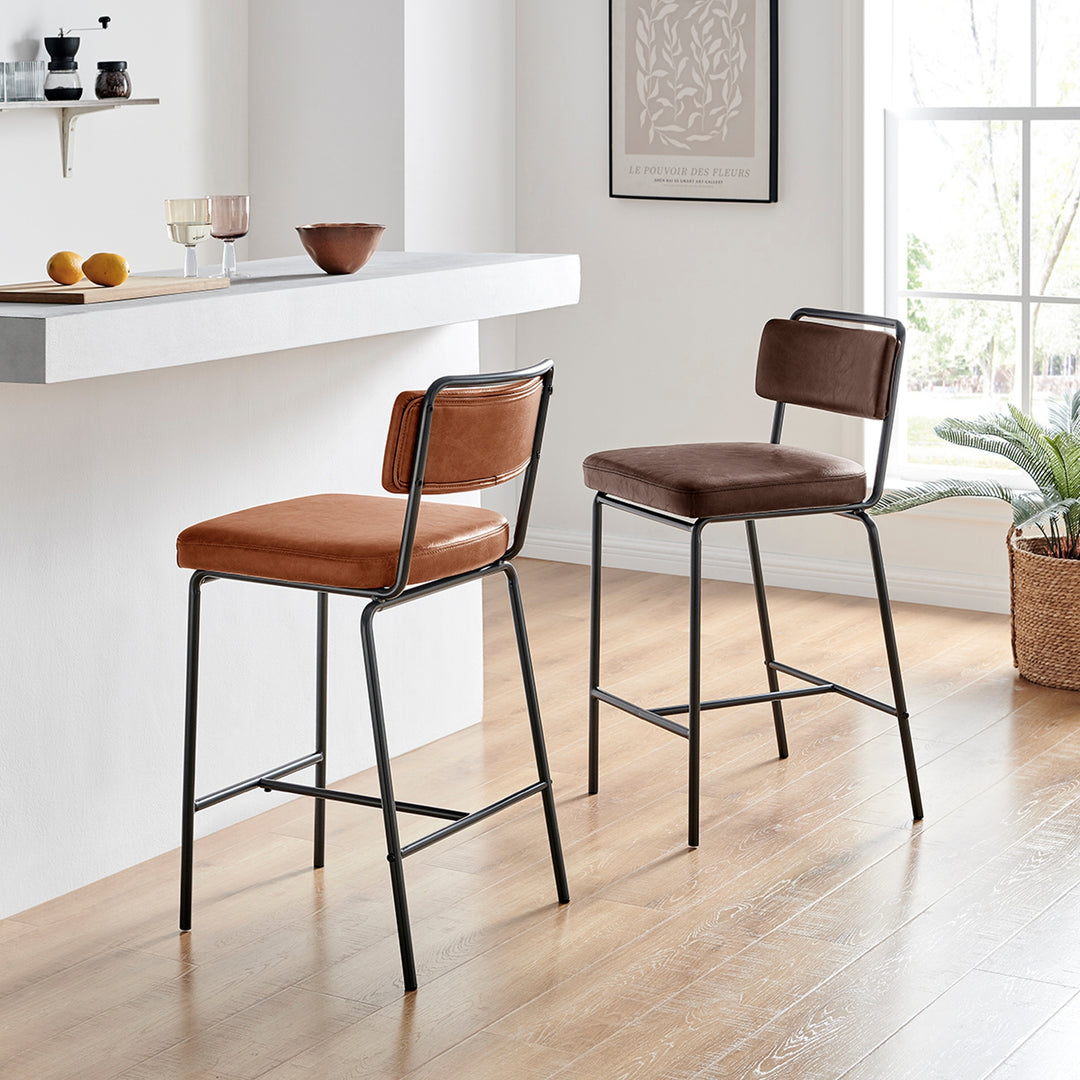 Zander Faux Leather Counter Stool - Toasted Caramel - view 3