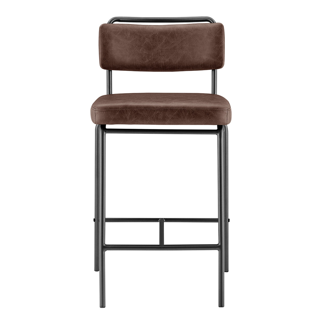 Zander Faux Leather Counter Stool - Toasted Dark Brown - view 4