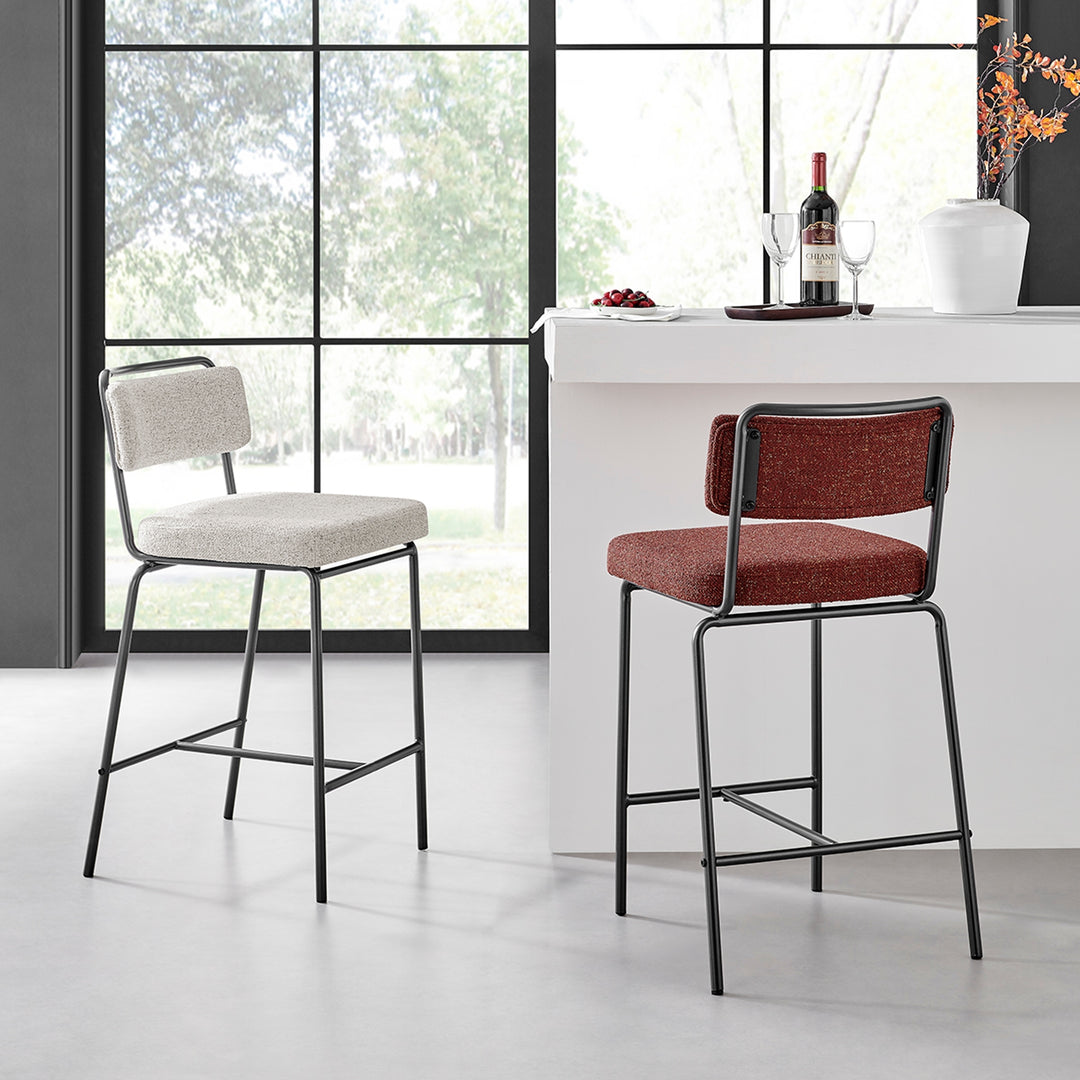 Zander Chenille Counter Stool - Pebbled Cream - view 3