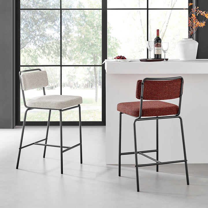 Zander Chenille Counter Stool - Pebbled Terracotta - view 3
