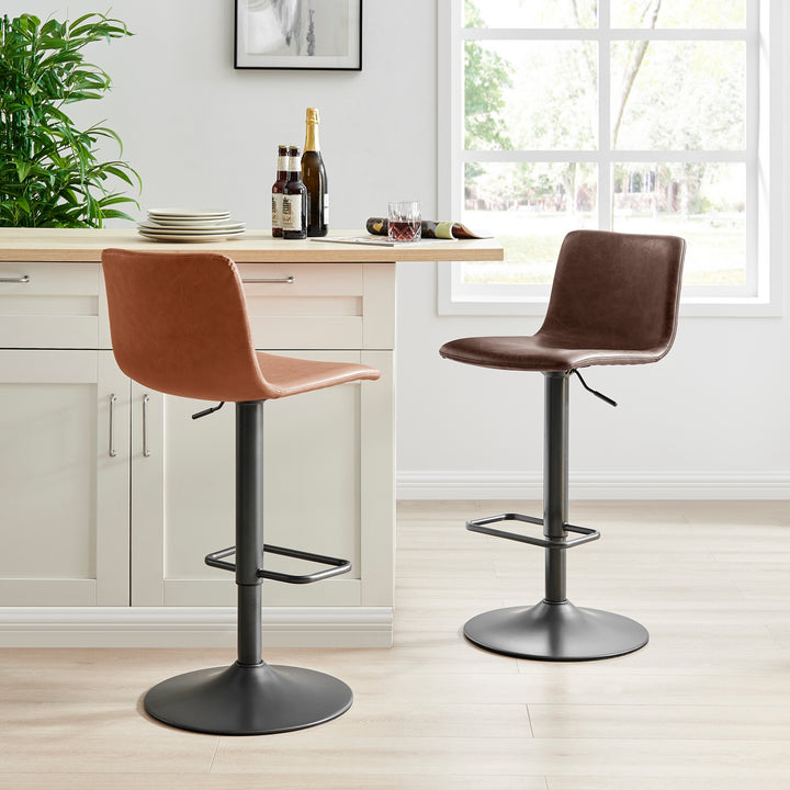 Bruce Faux Leather Gaslift Swivel Bar Stool - Toasted Dark Brown - view 3