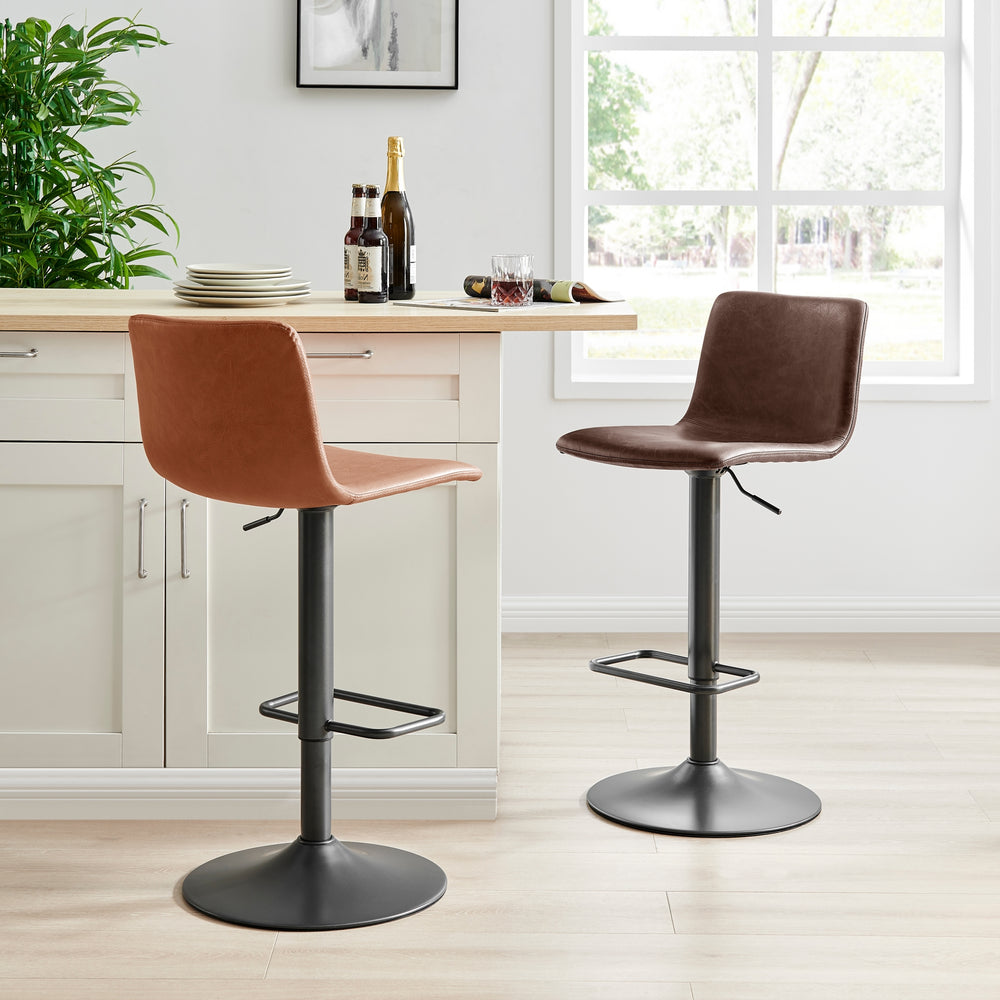 Bruce Faux Leather Gaslift Swivel Bar Stool - Toasted Dark Brown - view 3