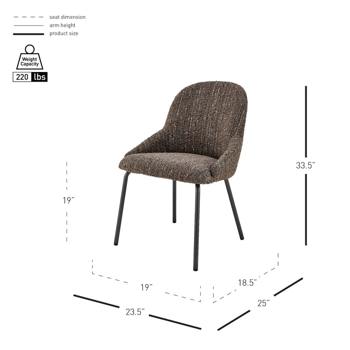 Katrisa Boucle Dining Side Chair - Zenith Brown - view 2
