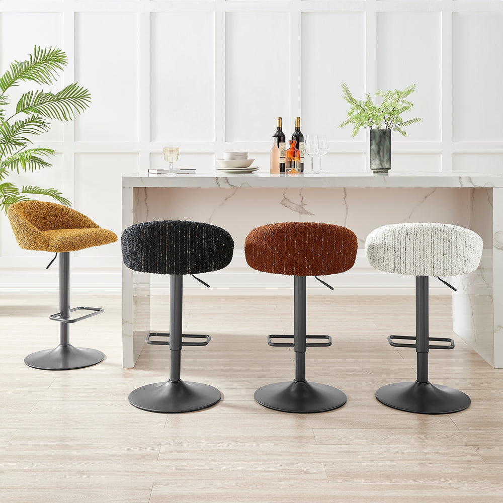 Jorrell Boucle Gaslift Swivel Bar Stool - Zenith Mustard - view 3