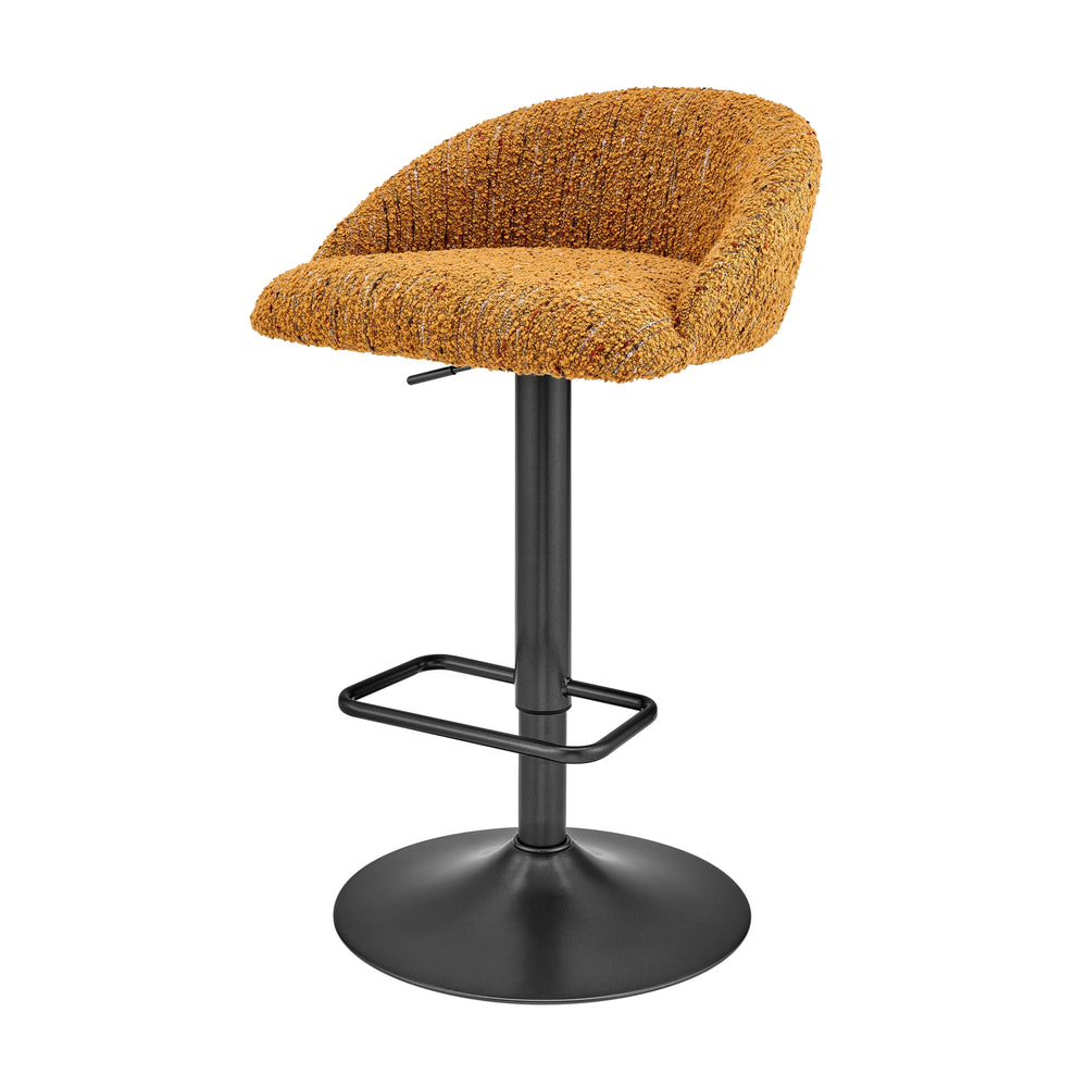 Jorrell Boucle Gaslift Swivel Bar Stool - Zenith Mustard