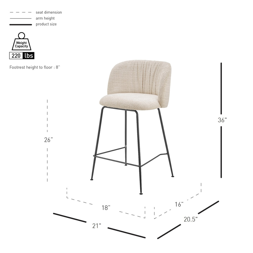 Millie Chenille Counter Stool - Canova Ivory - view 2