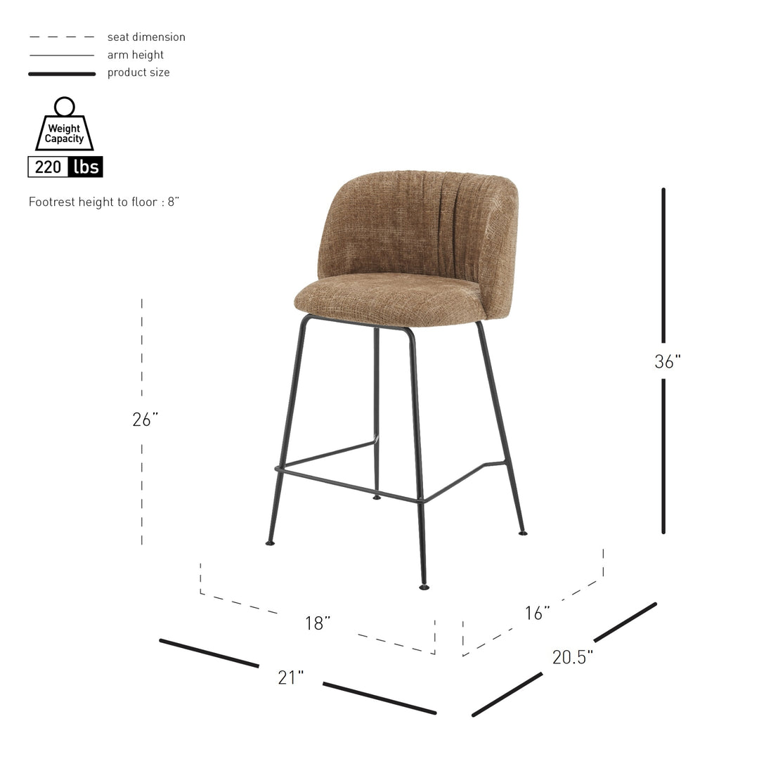 Millie Chenille Counter Stool - Canova Brown - view 2