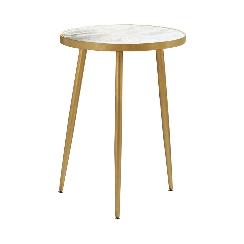 Coaster Furniture 930060 Acheson Round Marble Top Side Table White and Gold