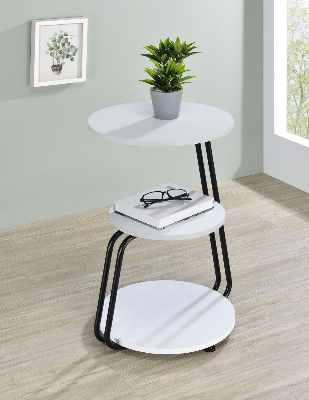 Coaster Furniture 930071 Hilly 3-tier Round Accent Side Table White and Black