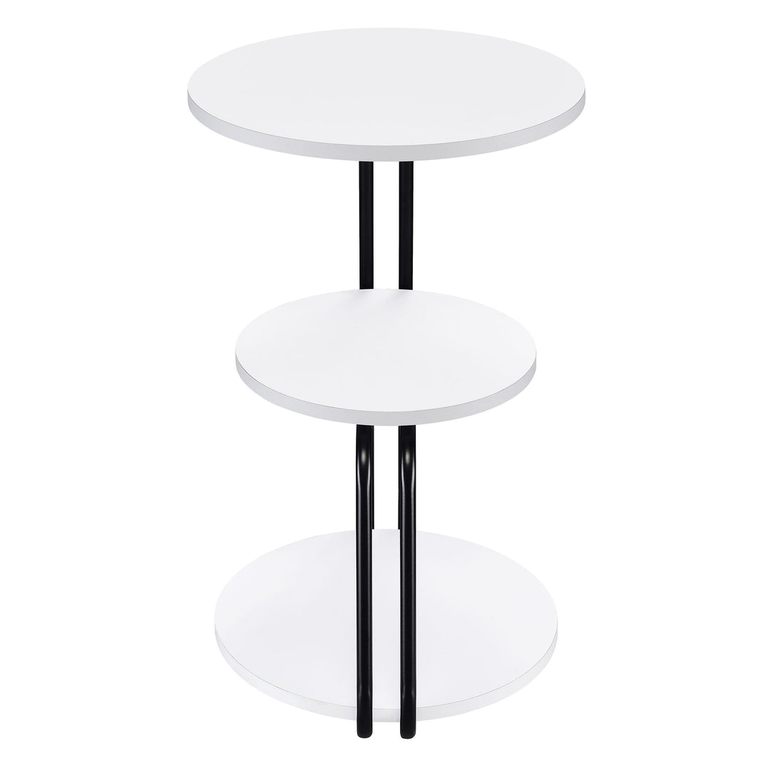 Coaster Furniture 930071 Hilly 3-tier Round Accent Side Table White and Black