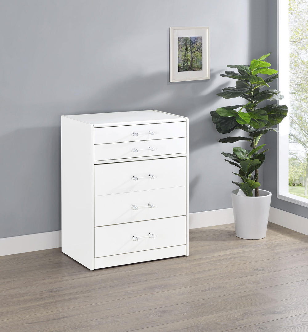 Coaster Furniture 930208 Danbury 3-drawer Makeup Vanity & Stool Set White High Gloss