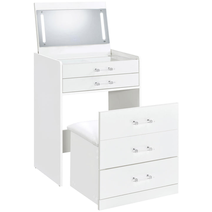 Coaster Furniture 930208 Danbury 3-drawer Makeup Vanity & Stool Set White High Gloss