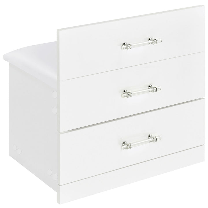 Coaster Furniture 930208 Danbury 3-drawer Makeup Vanity & Stool Set White High Gloss