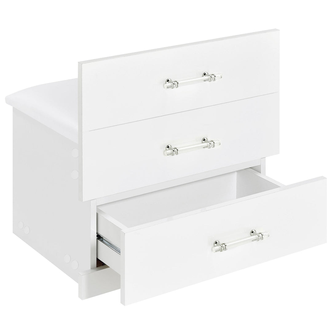 Coaster Furniture 930208 Danbury 3-drawer Makeup Vanity & Stool Set White High Gloss