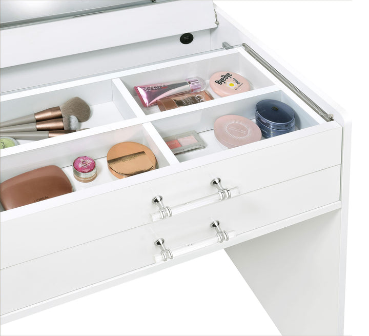 Coaster Furniture 930208 Danbury 3-drawer Makeup Vanity & Stool Set White High Gloss