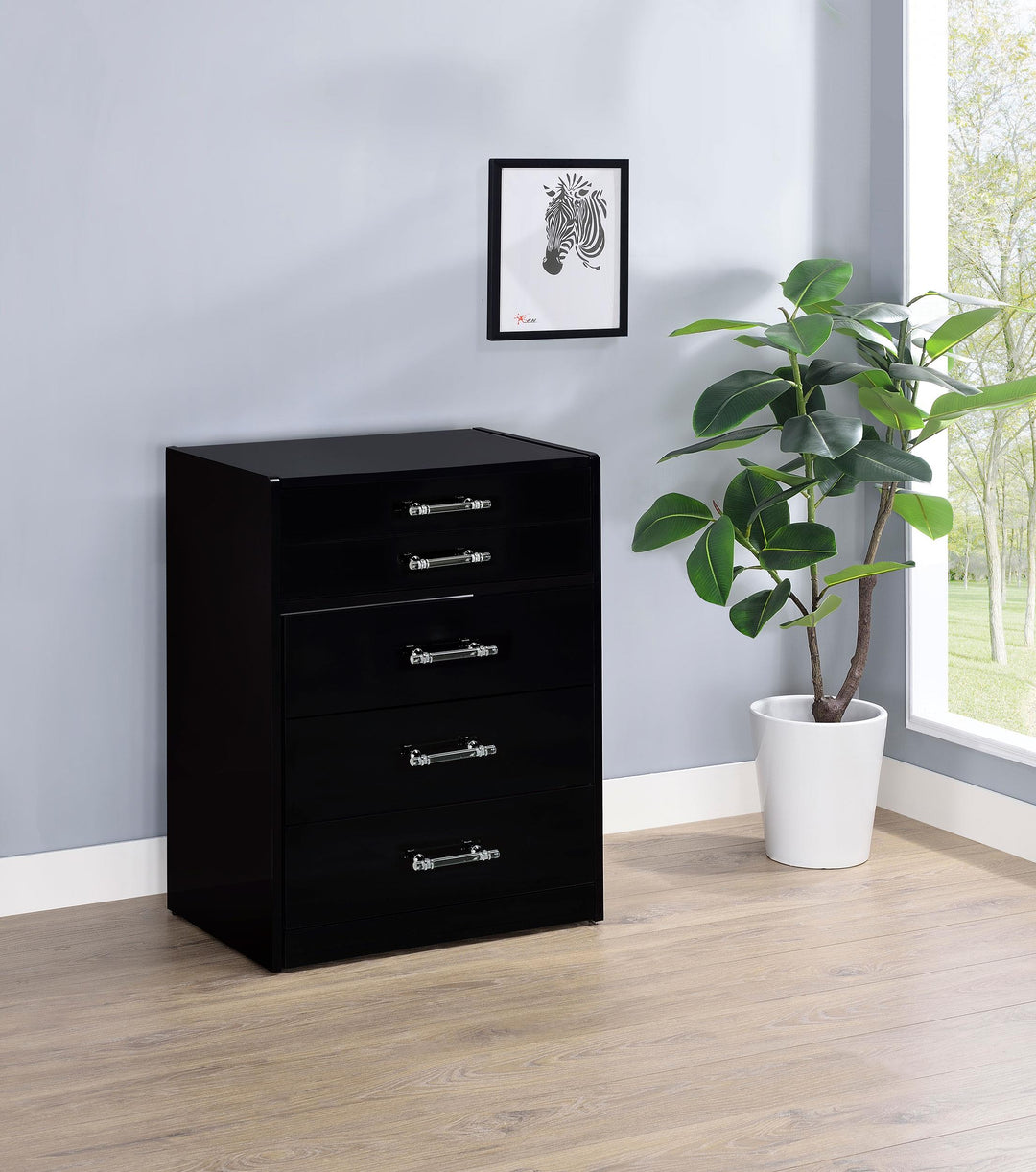 Coaster Furniture 930209 Danbury 3-drawer Makeup Vanity & Stool Set Black High Gloss