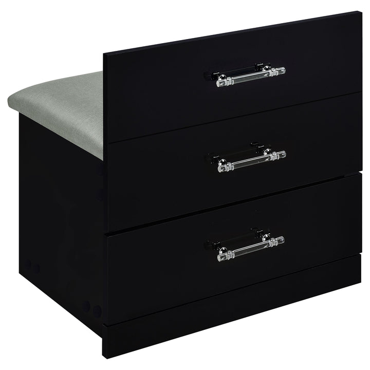 Coaster Furniture 930209 Danbury 3-drawer Makeup Vanity & Stool Set Black High Gloss
