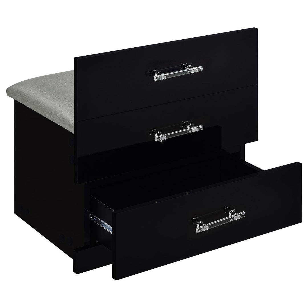 Coaster Furniture 930209 Danbury 3-drawer Makeup Vanity & Stool Set Black High Gloss