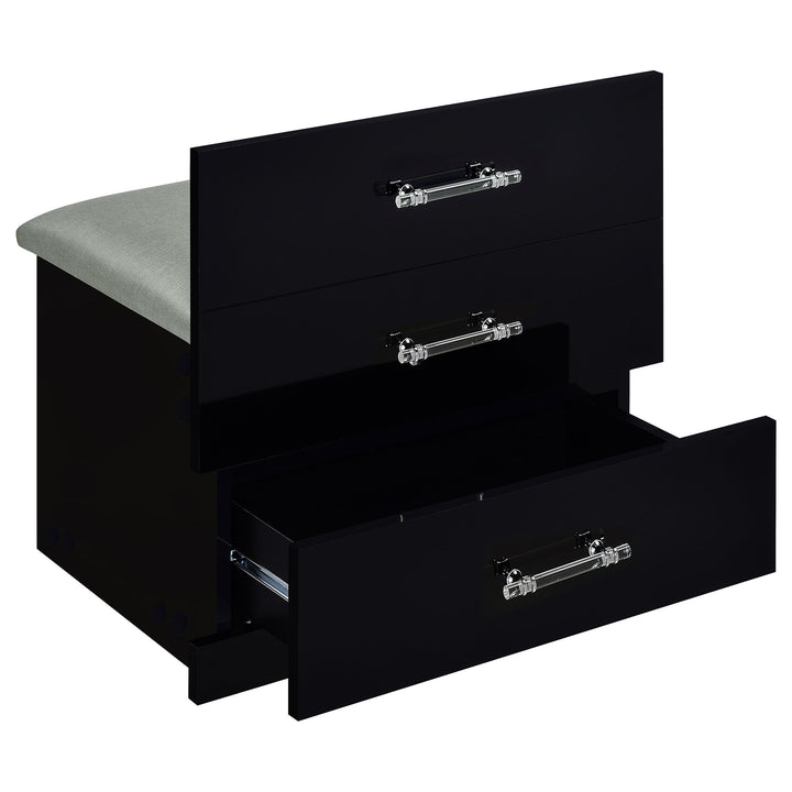 Coaster Furniture 930209 Danbury 3-drawer Makeup Vanity & Stool Set Black High Gloss