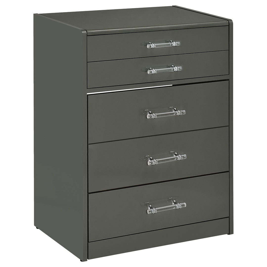 Coaster Furniture 930210 Danbury 3-drawer Makeup Vanity & Stool Set Grey High Gloss