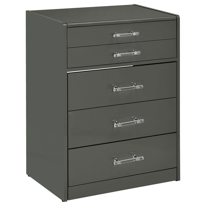 Coaster Furniture 930210 Danbury 3-drawer Makeup Vanity & Stool Set Grey High Gloss