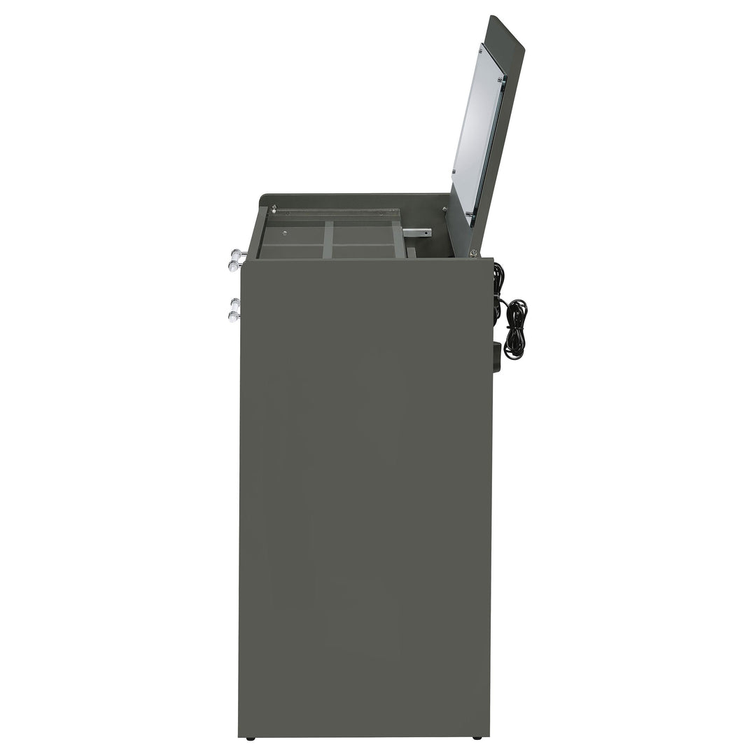 Coaster Furniture 930210 Danbury 3-drawer Makeup Vanity & Stool Set Grey High Gloss