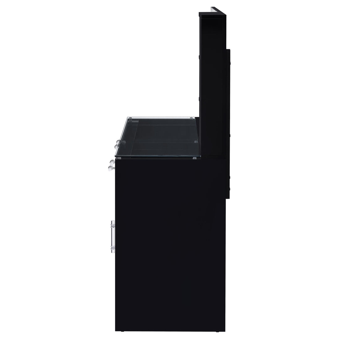 Coaster Furniture 930219 Flora 2-drawer Vanity Set with LED Mirror Black High Gloss