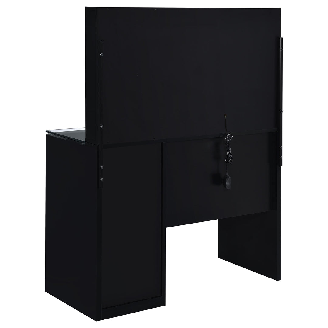 Coaster Furniture 930219 Flora 2-drawer Vanity Set with LED Mirror Black High Gloss