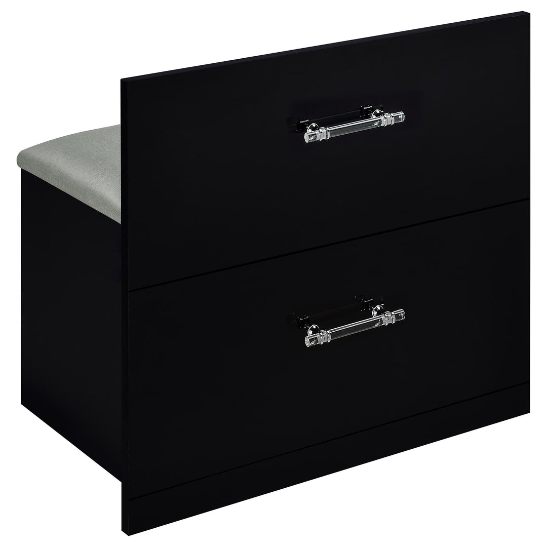 Coaster Furniture 930219 Flora 2-drawer Vanity Set with LED Mirror Black High Gloss