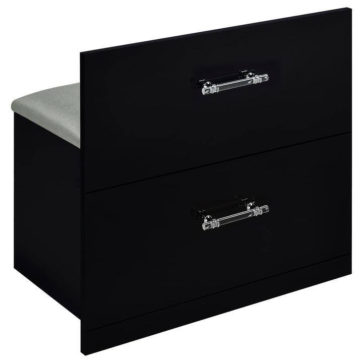 Coaster Furniture 930219 Flora 2-drawer Vanity Set with LED Mirror Black High Gloss